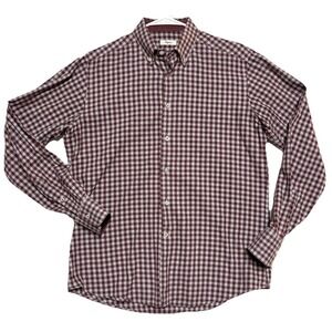 Ingram Shirt Made In Italy Mens M Medium Long Sleeve Button Brushed Cotton Check